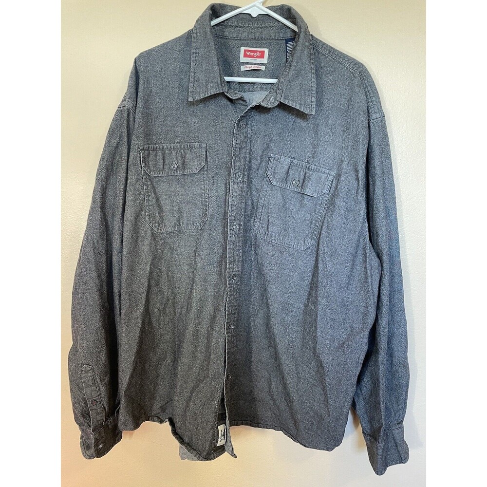 Wrangler Men’s Button Up Shirt Size 3XL Grey Acid wash